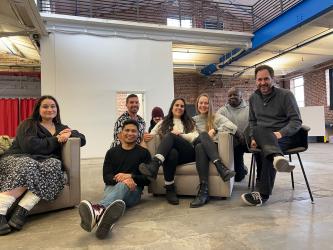 Ferguson lab members smile for a group photo